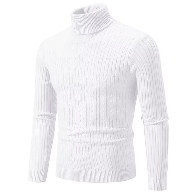Suéter Masculino de Gola Alta em Malha Quente – Pulôver Casual de Inverno