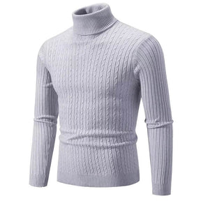 Suéter Masculino de Gola Alta em Malha Quente – Pulôver Casual de Inverno