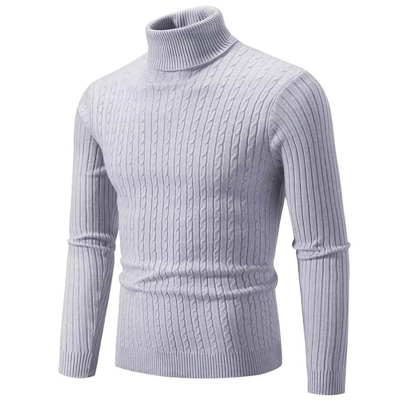 Suéter Masculino de Gola Alta em Malha Quente – Pulôver Casual de Inverno