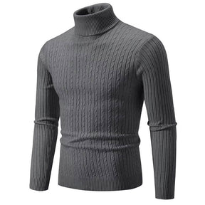 Suéter Masculino de Gola Alta em Malha Quente – Pulôver Casual de Inverno
