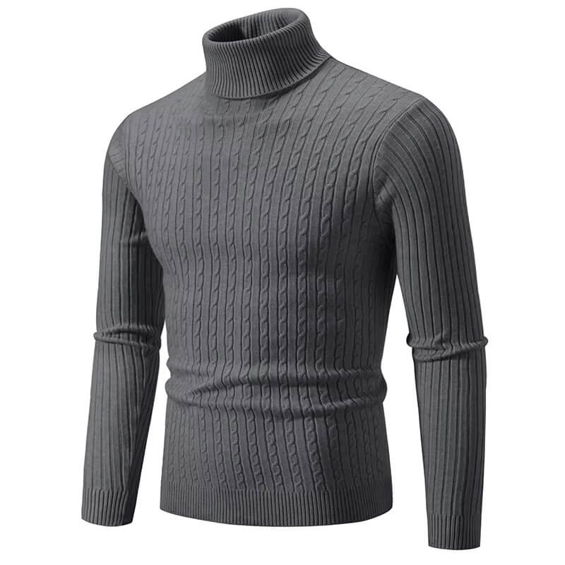 Suéter Masculino de Gola Alta em Malha Quente – Pulôver Casual de Inverno