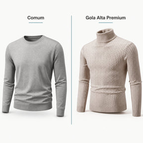 Suéter Masculino de Gola Alta em Malha Quente – Pulôver Casual de Inverno