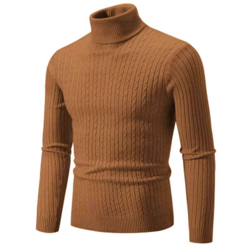 Suéter Masculino de Gola Alta em Malha Quente – Pulôver Casual de Inverno