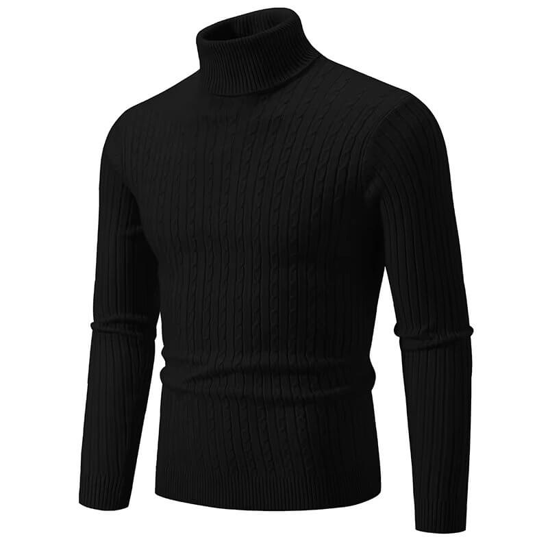 Suéter Masculino de Gola Alta em Malha Quente – Pulôver Casual de Inverno