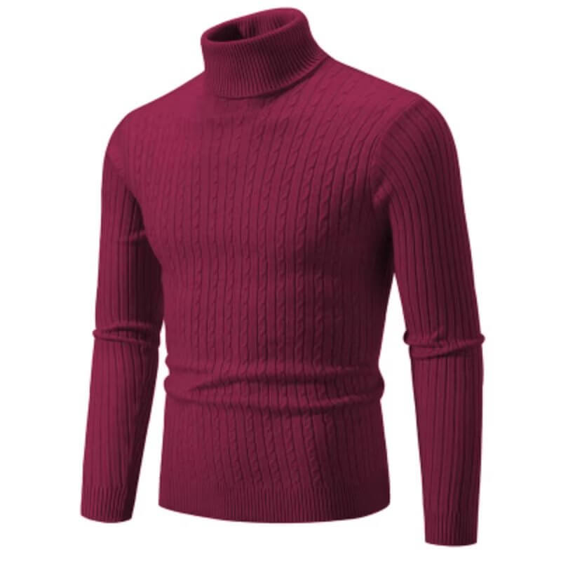 Suéter Masculino de Gola Alta em Malha Quente – Pulôver Casual de Inverno