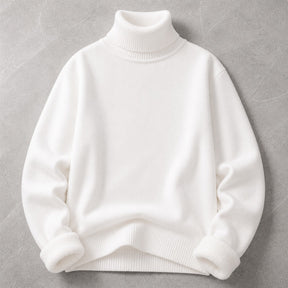 Suéter Masculino Gola Alta Slim - Malha Anti-pilling Quente para Inverno