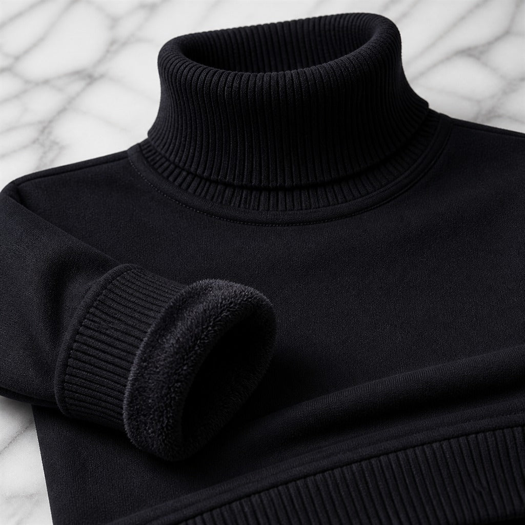 Suéter Masculino Gola Alta Slim - Malha Anti-pilling Quente para Inverno