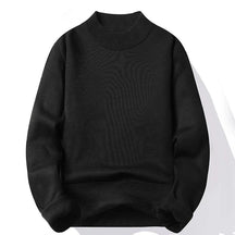Suéter Masculino Gola Alta Mock Neck - Tricô Liso Casual Pulôver Manga Longa para Outono e Inverno