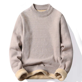 Suéter Masculino Gola Alta Mock Neck - Tricô Liso Casual Pulôver Manga Longa para Outono e Inverno