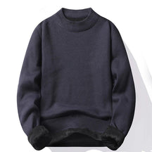 Suéter Masculino Gola Alta Mock Neck - Tricô Liso Casual Pulôver Manga Longa para Outono e Inverno