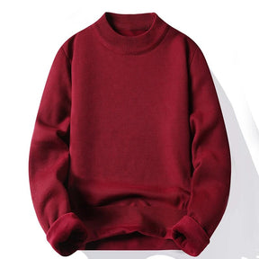 Suéter Masculino Gola Alta Mock Neck - Tricô Liso Casual Pulôver Manga Longa para Outono e Inverno