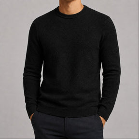 Suéter Masculino Tricô Padrão Diamante Decote Redondo - Casual Manga Longa Versátil para Inverno