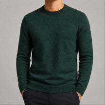 Suéter Masculino Tricô Padrão Diamante Decote Redondo - Casual Manga Longa Versátil para Inverno