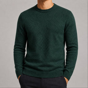Suéter Masculino Tricô Padrão Diamante Decote Redondo - Casual Manga Longa Versátil para Inverno