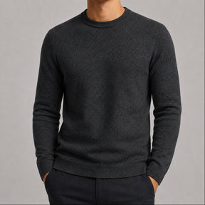 Suéter Masculino Tricô Padrão Diamante Decote Redondo - Casual Manga Longa Versátil para Inverno