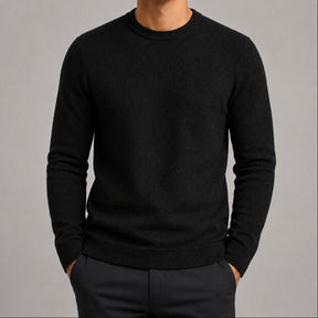 Suéter Masculino Tricô Padrão Diamante Decote Redondo - Casual Manga Longa Versátil para Inverno