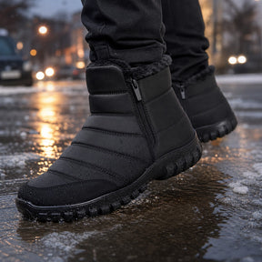 Tênis Masculino Bota de Neve com Zíper - Impermeável, Antiderrapante e Quente para Inverno